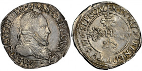France, Henry III, half franc 1576, Rouen, Claude Leroux (mark: Crown of thorns). R2