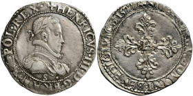 France, Henry III, half franc 1577, Troyes, mark: DF ligatured R2