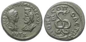 Moesia Inferior. Dionysopolis. Gordianus III. (238 - 244 n. Chr.) und Serapis.

 Bronze.
Vs: Drapierte Büsten des Gordianus mit Lorbeerkranz und Pa...
