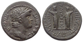 Phrygien. Laodikea am Lykos - Homonoia mit Smyrna. Nero (54 - 68 n. Chr.).

 Bronze.
Vs: Büste des Nero mit Lorbeerkranz rechts.
Rs: Die Tychen vo...