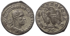 Seleukis und Pierien. Antiochia am Orontes. Traianus Decius (249 - 251 n. Chr.).

 Tetradrachme (Billon).
Vs: Büste in Rückansicht mit Lorbeerkranz...