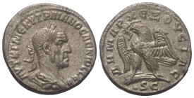 Seleukis und Pierien. Antiochia am Orontes. Traianus Decius (249 - 251 n. Chr.).

 Tetradrachme (Billon).
Vs: Büste in Rückansicht mit Lorbeerkranz...