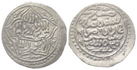 Ilkhaniden. Ghazan Mahmud (694 - 703 H. / 1295 - 1304).

 Dirham (Silber). 699 H. Ankuriya (Ankara).
Vs: Shahadah und Münzstätte in Fünfpass; außen...