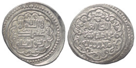 Ilkhaniden. Muhammad Khan (736 - 738 H. / 1336 - 1338).

 2 Dirhams (Silber). 738 H. Akhlat (Hilat).
Vs: Im Zentrum Shahadah; außen Namen der vier ...