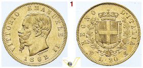 Regno d'Italia Vittorio Emanuele II (1861-1878) 20 Lire 1862 Torino, oro, bello Splendido (target 330€)