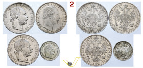Impero Austriaco Franz Joseph I (1848-1916) 1 Gulden 1861 A Vienna, 1 Gulden 1877 A Vienna, 1 Gulden 1888 A Vienna, AG. tutte Splendido o migliore; 10...