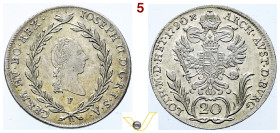 Sacro Romano Impero Kaiser Leopold II (1790-1792) 20 Kreuzer 1792 F, Hall; AG. Herinek 69; J. 79. q.Splendido (target 100€)