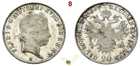 Impero Austriaco Ferdinand I. (1835-1848) 20 Kreuzer 1843 M Milano, AG; Her. 270; J. 244; (target 50€)