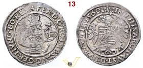 Sacro Romano Impero Ferdinand I (1521-1564) 10 Kreuzer 1560, Hall, AG. M.-T. 148; Markl 1756. Debolezza di conio al bordo, altrimenti ottimo Bellissim...