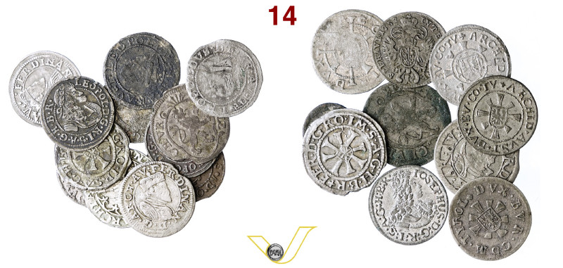 Sacro Romano Impero, lotto di 22 monete in argento e mistura XVI - XVIII Secolo,...