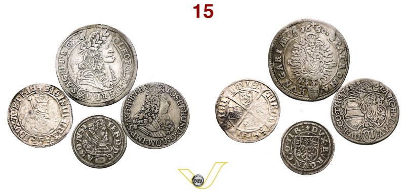 Sacro Romano Impero quattro monete in argento di quattro imperatori diversi, tut...