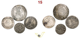 Sacro Romano Impero quattro monete in argento di quattro imperatori diversi, tutte con ritratto. Bellissimo (4) (target 100€)