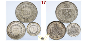 Regno del Portogallo Brasile Pedro II (1831-1889) 1000 Reis 1862 (Spl); 500 Reis 1862 (Fdc); 200 Reis 1862 (Fdc). Tutte in argento. (3) (target 100€)...