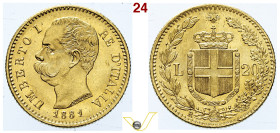 Regno d'Italia Umberto I (1878-1900) 20 Lire 1881, oro, metallo lucente, segnetti di contatto altrimenti q.Fdc (target 300€)