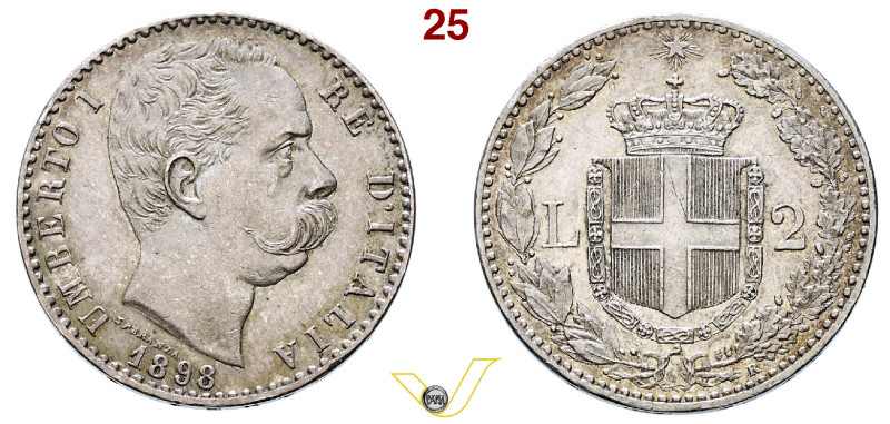 Regno d'Italia Umberto I (1878-1900) 2 Lire 1898, AG. segno al rovescio nello st...