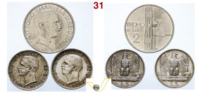 Regno d'Italia Vittorio Emanuele III (1900-1946) Buono da Lire 2 1924, Acm (q.Fdc); 5 Lire 1927, AG (m.Spl); 5 Lire 1927, AG (BB). (3) (target 50€).