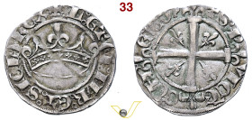 Regno di Napoli Giovanna e Ludovico principe di Taranto (1352-1362) Grosso coniato in Provenza, AR 2,19 g., piegatura del tondello altrimenti BB. Ex N...
