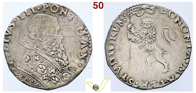 Stato Pontificio Giulio III (1550-1555) Bianco o mezza Lira Bologna, AR g. 4,27....