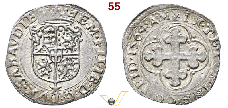 Savoia Emanuele Filiberto (1559-1564) Soldo 1564 A M, Mi gr. 1,82 Dr. EM FILIB D...