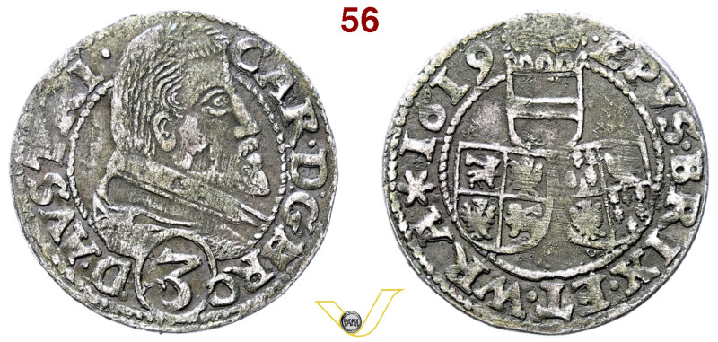 Sacro Romano Impero Carlo Arciduca (1613-1624) 3 soldi 1619, Bressanone AR. Non ...
