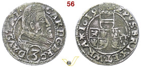 Sacro Romano Impero Carlo Arciduca (1613-1624) 3 soldi 1619, Bressanone AR. Non comune, q.Spl (target 70€)