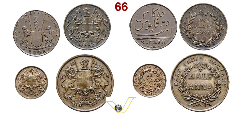 India - East Indian Company - Half Anna 1835, 20 bacche (10 D. e 10 S.) (Spl+); ...