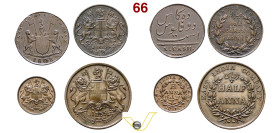 India - East Indian Company - Half Anna 1835, 20 bacche (10 D. e 10 S.) (Spl+); One Quarter Anna 1835 (BB+); 1/12 Anna 1835, (Fdc rosso); British Indi...
