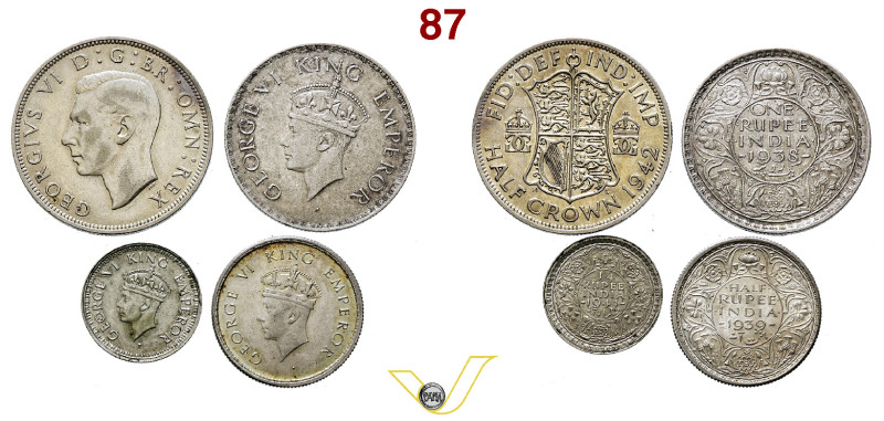 UK Re Giorgio VI (1936-1952) 1/2 Crown 1942 (q.Spl); One Rupee 1938 (spl+); Half...