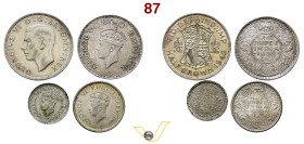 UK Re Giorgio VI (1936-1952) 1/2 Crown 1942 (q.Spl); One Rupee 1938 (spl+); Half Rupee 1939 (q.Fdc); 1/4 Rupee 1914 (q.Spl) (3) (target 50€)