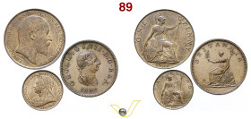UK Re Giorgio III (1760-1820) 1/2 Penny 1806 Cu 9,72 (Spl+); Regina Vittoria (1837-1901) Cu Farthing 1897 (Fdc); Re Edward VII (1901-1910) Penny 1908 ...