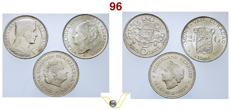 Olanda Regina Guglielmina 2 1/2 Gulden 1944 (Fdc); Regina Giuliana 10 gulden 197...