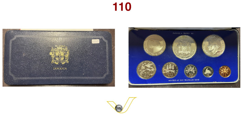 Jamaica emissione ufficiale astuccio proof 1975 con 10$, 5$, 1$, 25 ct, 20 ct, 1...