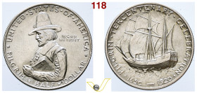 US 1/2 dollaro Pilgrim Tercentenary 1920, D. per C. E. Dallin incisore. AG. Bello Splendido/q.Fdc (target 50€)