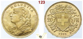 Confederazione Elvetica 20 Franchi 1925 B, oro. Fdc (targt 280€)