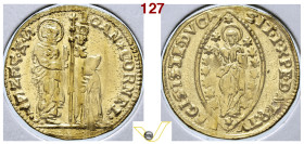 Repubblica Serenissima di Venzia, Giovanni II Corner, (1709-1722) Zecchino, Oro 3,472 g. IOAN CORNEL – S M VENET S. Marco nimbato, stante a s., porge ...