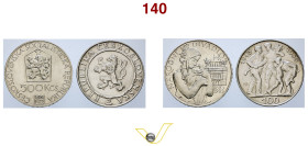 Repubblica Socialista di Cecoslovacchia 2 monete in argento, 500 corone 1983 (fdc), 100 corone 1955 (spl+) (2) (target 50€)