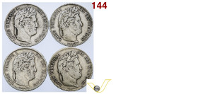 Francia 8 monete in argento da 5 Franchi di Luigi Filippo I in conservazione mediocre (8) (target 100€)