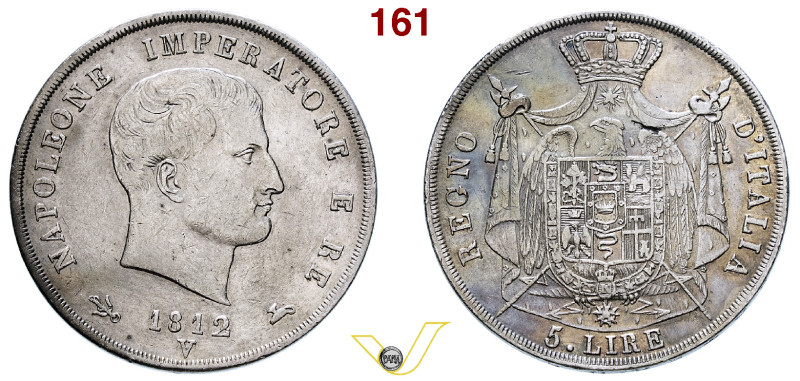 Regno d'Italia Napoleone I (1805-1814) 5 Lire 1812 Venezia. AG. Pagani 17. Rara ...