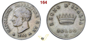 Regno d'Italia Napoleone I (1805-1814) Soldo 1809 Milano. CU g 10,46. Pagani 74. Rara migliore di Splendido (target 150€).