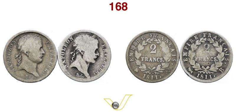 Impero Francese (1804-1814) 2 Franchi 1811 B Rouen (D); 2 Franchi 1811 Q Perpign...