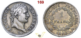 Impero Francese (1804-1814) 1 Franco 1808 D Lione, AG gr. 4,91 Non comune BB/Spl (target 80€)