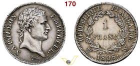 Impero Francese (1804-1814) 1 Franco 1808 W Lille, AG gr. 4,98 Non comune Spl (target 140€)