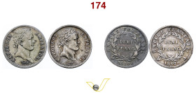 Impero Francese (1804-1814) 1/2 Franco 1810 (MB-) e 1/2 Franco 1812 A Parigi (BB+) in argento (2) (target 30€)