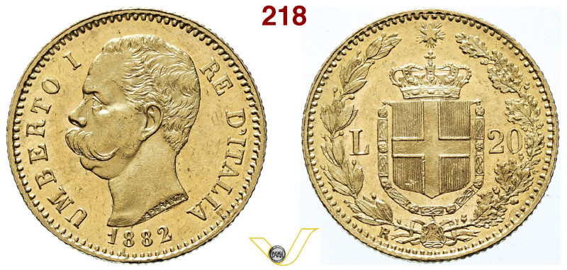 Regno d'Italia Umberto I (1878-1900) 20 Lire 1882, oro, metallo lucente, segnett...