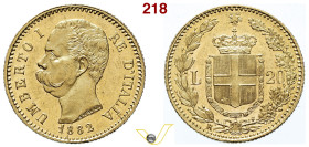 Regno d'Italia Umberto I (1878-1900) 20 Lire 1882, oro, metallo lucente, segnetti di contatto ma q.Fdc (target 300€)