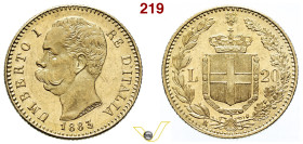 Regno d'Italia Umberto I (1878-1900) 20 Lire 1883, oro, metallo lucente, segnetti di contatto ma q.Fdc (target 300€)