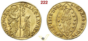 Repubblica Serenissima di Venezia Francesco Loredan (1752-1762). Zecchino, oro (21 mm, 3.47 g). D/ FRANC LAVRED S M VENET, S. Marco nimbato, stante a ...