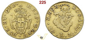 Repubblica Superba di Genova Periodo dei Dogi Biennali (1528-1797) - 24 Lire 1793. Oro gr. 6,07. D/ due grifoni reggono lo stemma della Repubblica e l...