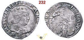 Regno di Napoli Ferdinando I d'Aragona (1458-1494) Coronato con lettera T a sinistra dell'Arcangelo, L'Aquila AG. 3,92gr. MIR 90 Rara, tondello brilla...