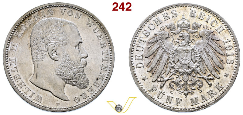 Germania dal 1870, Regno del Wüttemberg Wilhelm II (1891-1918) - 5 mark 1913. AG...